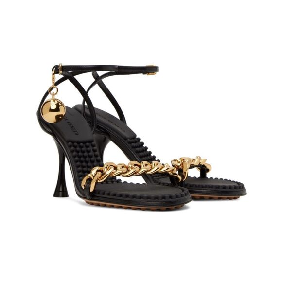 Bottega Veneta Round Toe Chain & Ball Embellished High Heel Sandals size 39 - Picture 1 of 14